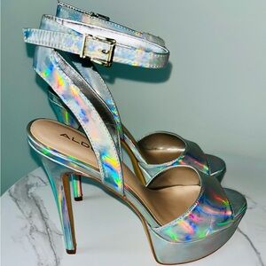 Aldo Iridescent Silver Women's Heels